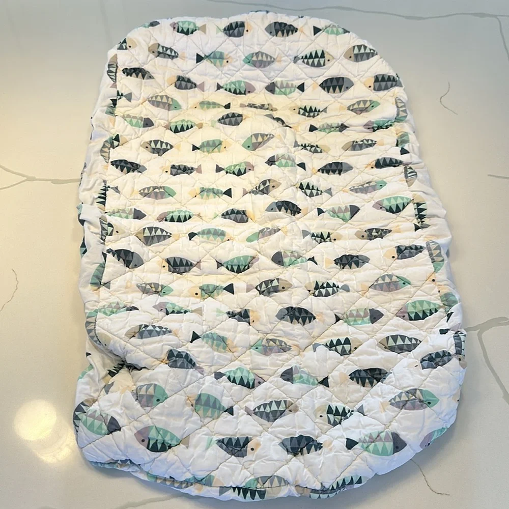 Crate&barrel crate&kids changing pad cover lot of 3 Dino fish blue brushstrokes